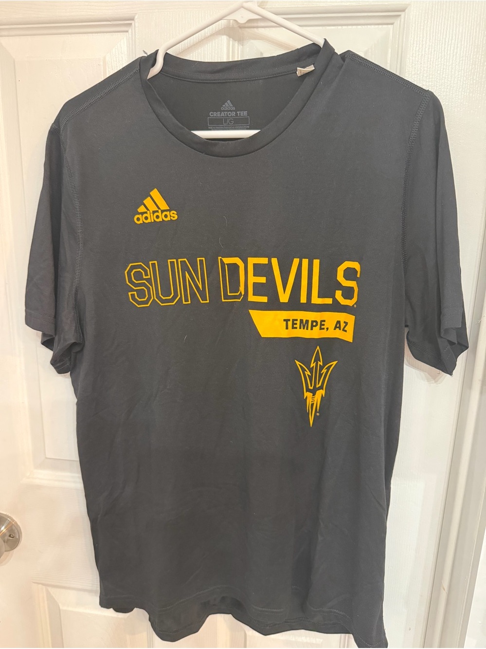 adidas Gray Tee with Yellow Sun Devils Tempe AZ Logo